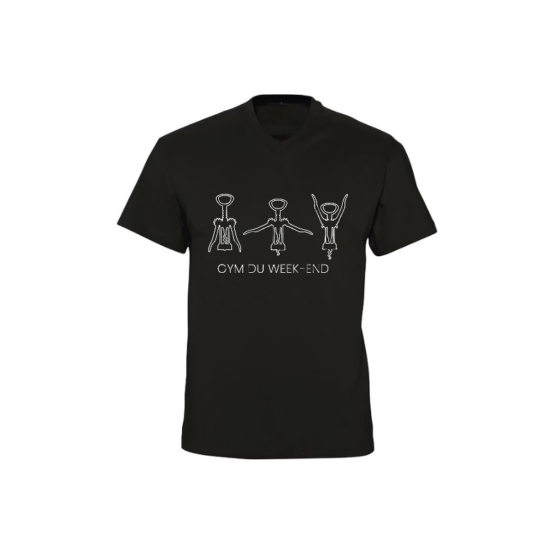 T-shirt col V humour Gym du Week-End en coton | Teetoi