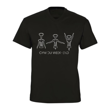 T-shirt col V humour Gym du Week-End en coton | Teetoi