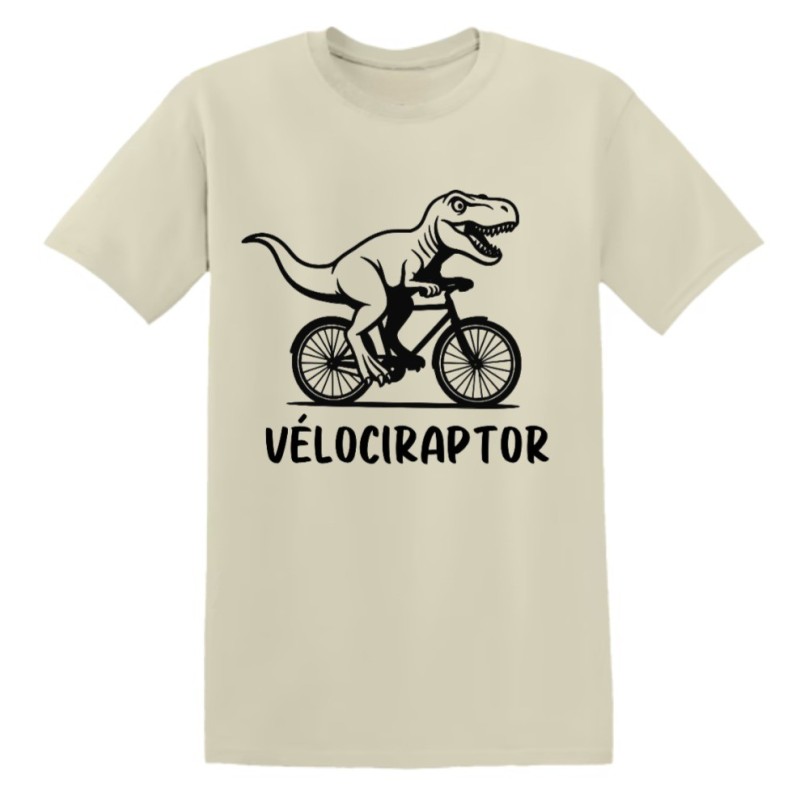 T-shirt humour Vélociraptor à vélo | Teetoi