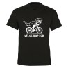 T-shirt col V humour Vélociraptor à vélo | Teetoi