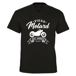 T-shirt col V Vieux Motard que Jamais humour moto | Teetoi