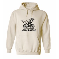 Sweat à capucher Vélociraptor à vélo | Teetoi