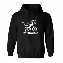 Sweat à capucher Vélociraptor à vélo | Teetoi