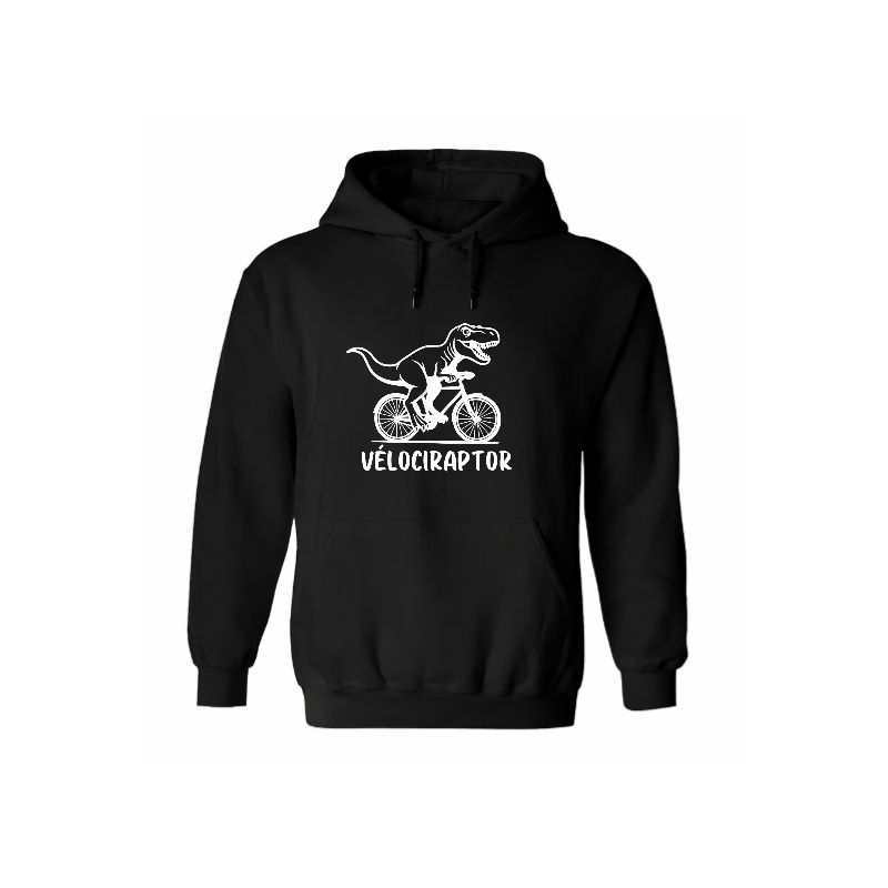 Sweat à capucher Vélociraptor à vélo | Teetoi