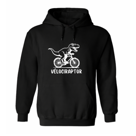 Sweat à capucher Vélociraptor à vélo | Teetoi