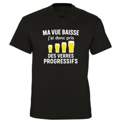 T-shirt col V humour verres progressifs | Ma vue baisse | Teetoi