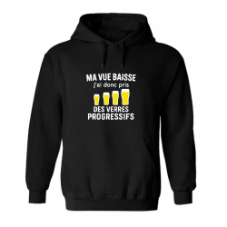 Sweat à capuche humour verres progressifs | Ma vue baisse | Teetoi