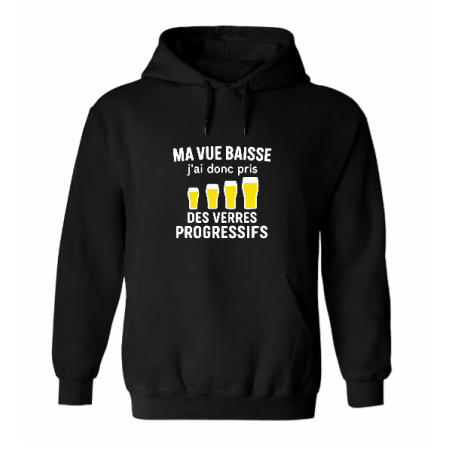 Sweat à capuche humour verres progressifs | Ma vue baisse | Teetoi