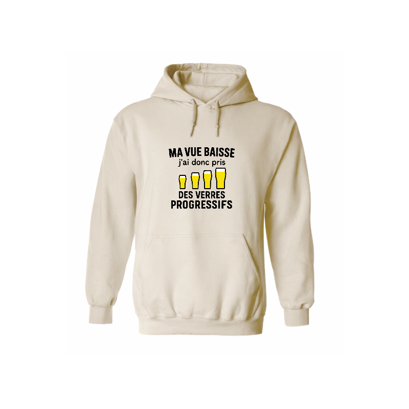 Sweat à capuche humour verres progressifs | Ma vue baisse | Teetoi