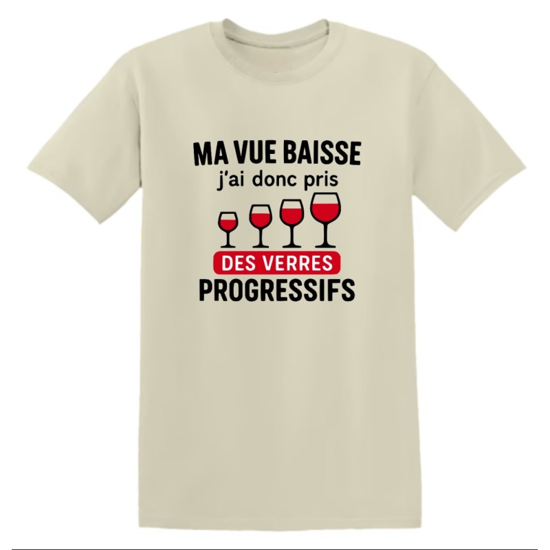 T-shirt humour verres progressifs | Ma vue baisse | Teetoi