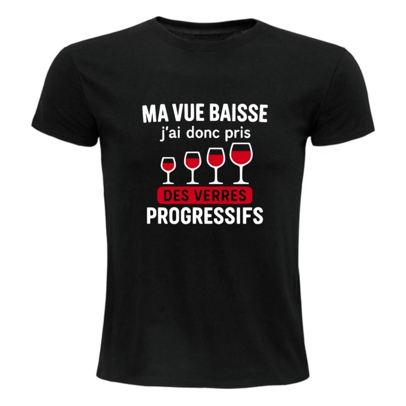 T-shirt humour verres progressifs | Ma vue baisse | Teetoi