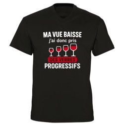 T-shirt col V humour verres progressifs | Ma vue baisse | Teetoi