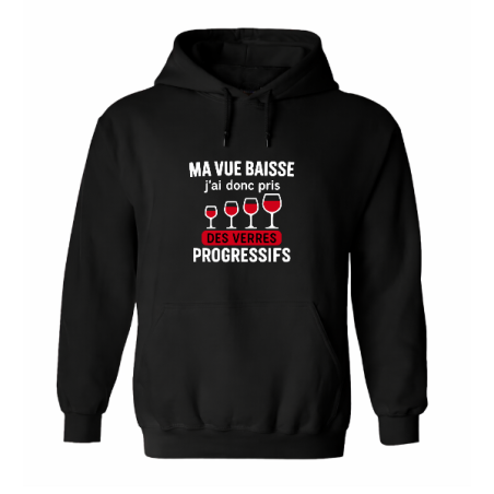 Sweat à capuche humour verres progressifs | Ma vue baisse | Teetoi
