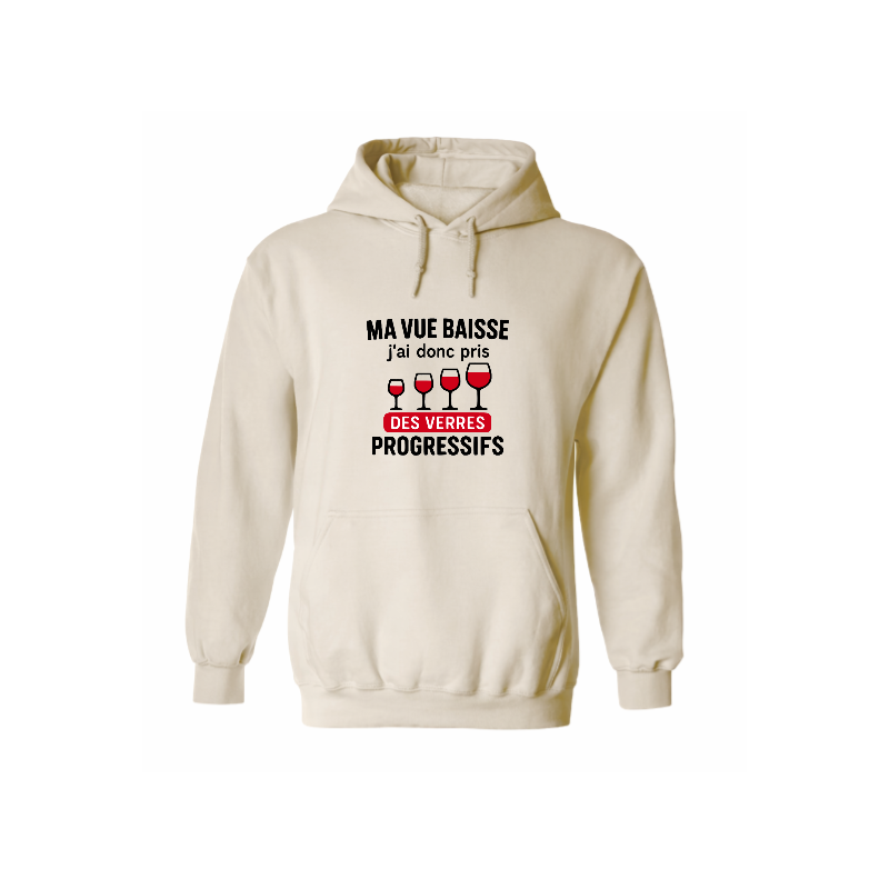 Sweat à capuche humour verres progressifs | Ma vue baisse | Teetoi