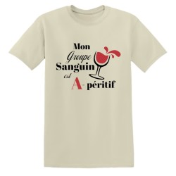 T-shirt humour Mon groupe sanguin est A-péritif | Teetoi