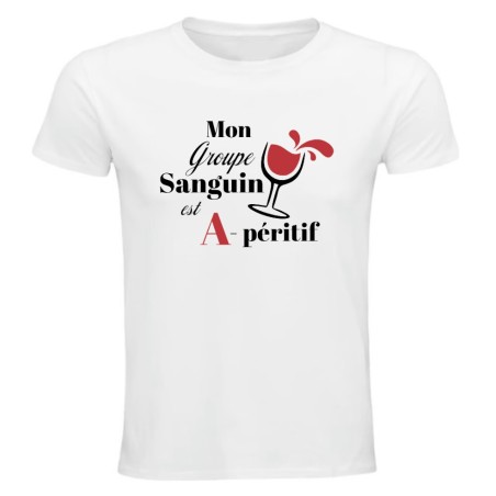 T-shirt humour Mon groupe sanguin est A-péritif | Teetoi