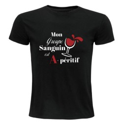 T-shirt humour Mon groupe sanguin est A-péritif | Teetoi