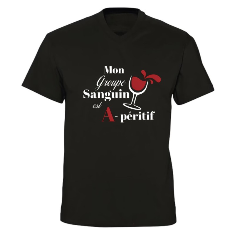 T-shirt humour Mon groupe sanguin est A-péritif | Teetoi