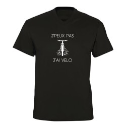 T-shirt col V - Jpeux pas j'ai vélo - Humour cycliste