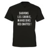 T-shirt col V - Sauvons les souris, mangeons des chattes !