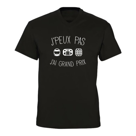 T-shirt col V humour J’peux pas j’ai Grand Prix | Teetoi