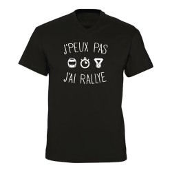 T-shirt col V humour J’peux pas j’ai rallye | Teetoi