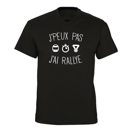 T-shirt col V humour J’peux pas j’ai rallye | Teetoi