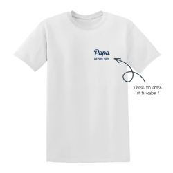 T-shirt brodé personnalisé Papa depuis [Année] – Cadeau papa original