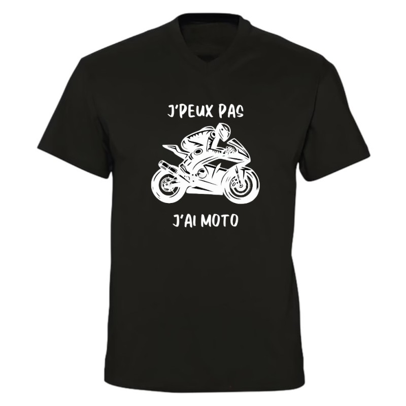 T-shirt col V - "J'peux pas j'ai moto" – Teetoi