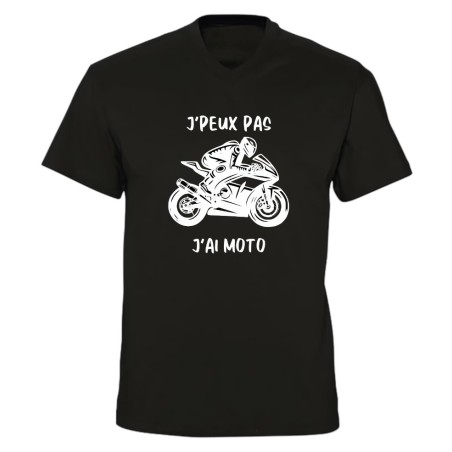 T-shirt col V - "J'peux pas j'ai moto" – Teetoi