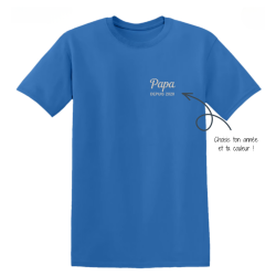 T-shirt brodé personnalisé Papa depuis [Année] – Cadeau papa original