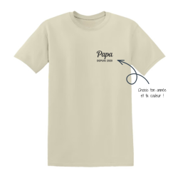 T-shirt brodé personnalisé Papa depuis [Année] – Cadeau papa original